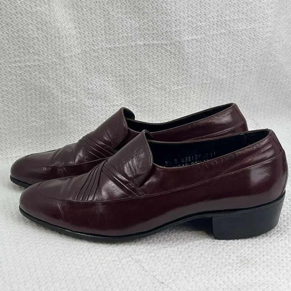 Florsheim Imperial Men’s 8D Burgundy Leather Slip On Loafers Vintage Dress Shoes